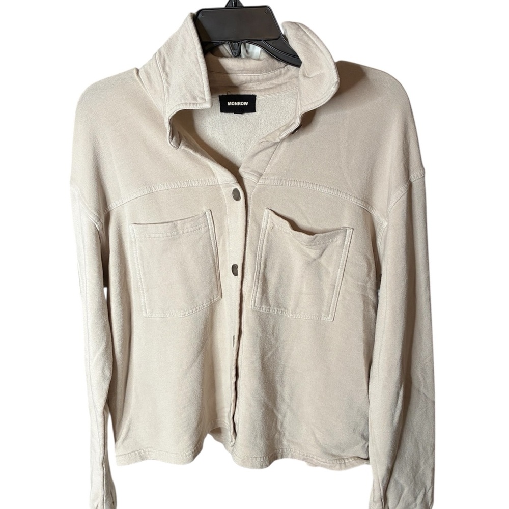 Beige Button-Up Jacket with Pockets
